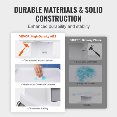 VEVOR 4 Tiers Lab Carts Κινητό ιατρικό καλάθι με 3 συρτάρια &amp; 1 επάνω δίσκο λευκό