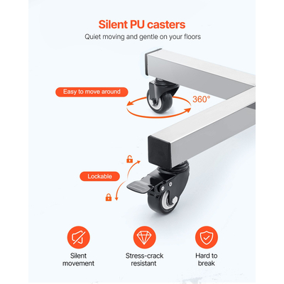 VEVOR Mobile Mayo Stand Δίσκος Mayo από ανοξείδωτο ατσάλι 25,2&quot;-39,8&quot; με αφαιρούμενο δίσκο