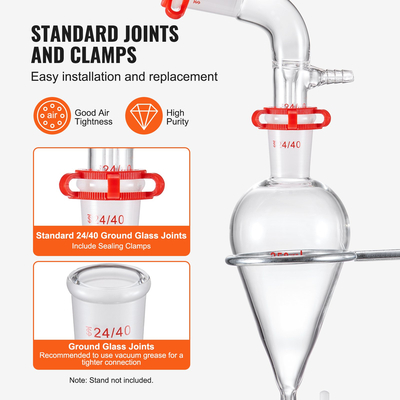VEVOR Lab Distillation Kit, 3.3 Boro Lab Glassware Distillation Kit with 24, 40 Joint, 1000ml Esential Oil Distillation Apparatus Kit, 32 τμχ Σετ εξοπλισμού γυαλικών