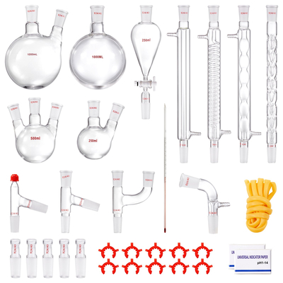 VEVOR Lab Distillation Kit, 3.3 Boro Lab Glassware Distillation Kit with 24, 40 Joint, 1000ml Esential Oil Distillation Apparatus Kit, 32 τμχ Σετ εξοπλισμού γυαλικών