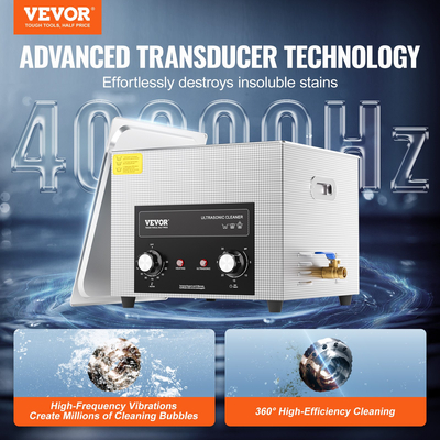 VEVOR 15L Ultrasonic Cleaner με Heater Timer &amp; Basket Digital Sonic Machine