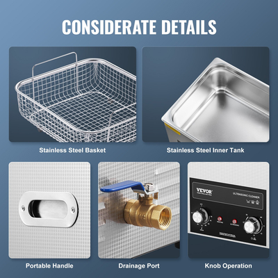 VEVOR 15L Ultrasonic Cleaner με Heater Timer &amp; Basket Digital Sonic Machine