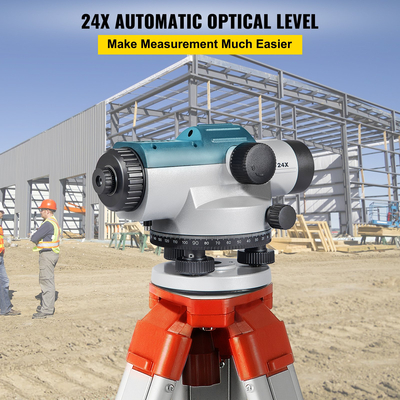 VEVOR Automatic Optical Level, 24X, 40?mm Aperture Auto Level Kit with Magnetic Dempened Compensator and Transport Lock, Εργαλείο μέτρησης γωνίας απόστασης ύψους με σκληρή πλαστική θήκη, IP54 αδιάβροχο