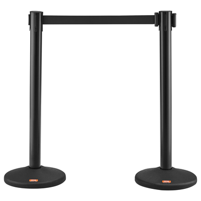 Βάλοι VEVOR Crowd Control Stanchions, 2-pack Crowd Control Barriers με 6,5FT μαύρη ανασυρόμενη ζώνη, Plastic Stanchion Queue Post, Belt Barriers Line Divider Stanchion σετ για πάρτι, αεροδρόμιο, έκθεση