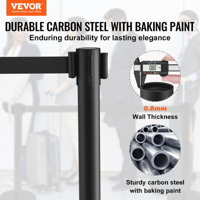 Βάση VEVOR Crowd Control Stanchion, 4-pack Crowd Control Barrier, Carbon Steel Baking Stanchion Queue Post με 2 ΤΕΜ 6.5FT αναδιπλούμενη ζώνη &amp; γεμιζόμενη βάση, διαχωριστής γραμμής φραγμού ζώνης, εύκολη συναρμολόγηση