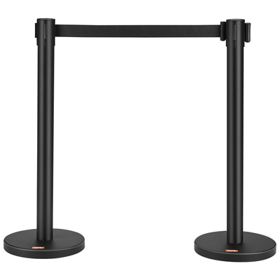 Βάλοι VEVOR Crowd Control Stanchions, 2-pack Crowd Control Barriers, Carbon Steel Painted Stanchion Queue Post with 6,5FT Black Retractable Belt, Belt Barriers Line Divider for Exhibition, Airport