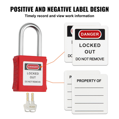 Σετ κλειδαριές VEVOR Lockout Tagout, 10 τεμ. Κόκκινα λουκέτα ασφαλείας, με 2 κλειδιά ανά κλειδαριά, κλειδαριές κλειδαριές συμβατές με το OSHA, λουκέτα ασφαλείας με ετικέτα κλειδώματος για ηλεκτρικά κιτ ετικετών κλειδώματος