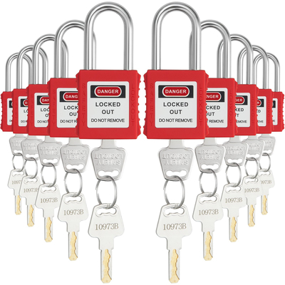 Σετ κλειδαριές VEVOR Lockout Tagout, 10 τεμ. Κόκκινα λουκέτα ασφαλείας, με 2 κλειδιά ανά κλειδαριά, κλειδαριές κλειδαριές συμβατές με το OSHA, λουκέτα ασφαλείας με ετικέτα κλειδώματος για ηλεκτρικά κιτ ετικετών κλειδώματος
