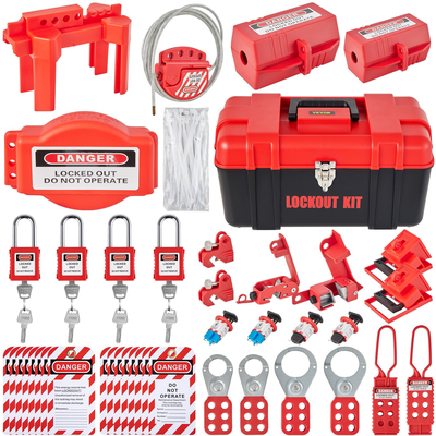VEVOR 42 PCS Lockout Tagout Kit, Electrical Safety Loto Kit Περιλαμβάνει λουκέτα, 5 είδη κλειδαριών, Hasps, Tags &amp; Ties, Box, Lockout Safety Tools για αφαίρεση ηλεκτρικού κινδύνου σε βιομηχανικά, μηχανήματα