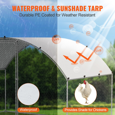 VEVOR Chicken Coop, 9,8x6,5x6,5ft Walk-in Large Metal Chicken Run για αυλή με αδιάβροχο κάλυμμα, Doom Roof Hen House με κλειδαριά ασφαλείας για εξωτερικούς χώρους και πίσω αυλή, φάρμα, Duck Rabbit Cage Στυλό πουλερικών