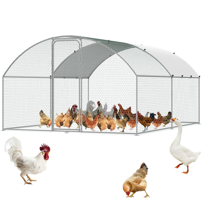 VEVOR Large Metal Chicken Coop, 9,8x12,9x6,5 ft Walk in Chicken Run for Yard με αδιάβροχο κάλυμμα, Doom Roof Hen House με κλειδαριά ασφαλείας για εξωτερικούς χώρους και πίσω αυλή, φάρμα, Duck Rabbit Cage Στυλό πουλερικών