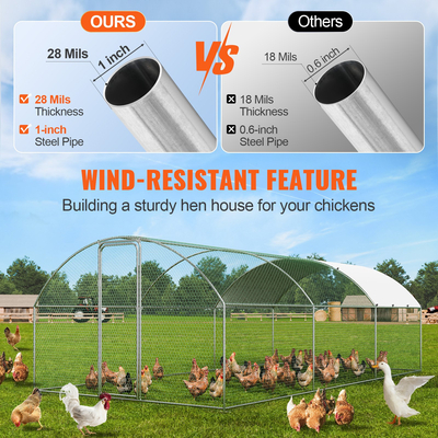 VEVOR Metal Chicken Coop Walk-in Chicken Run με αδιάβροχο κάλυμμα 9,8x19x6,5 πόδια