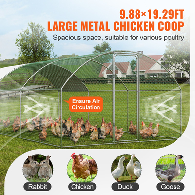 VEVOR Metal Chicken Coop Walk-in Chicken Run με αδιάβροχο κάλυμμα 9,8x19x6,5 πόδια