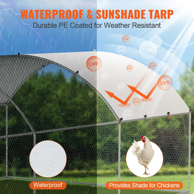 VEVOR Metal Chicken Coop Walk-in Chicken Run με αδιάβροχο κάλυμμα 9,8x19x6,5 πόδια