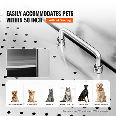 Σταθμός μπάνιου VEVOR 50&quot; Pet Dog με σκάλες, Επαγγελματική μπανιέρα περιποίησης σκύλων από ανοξείδωτο χάλυβα με κουτί σαπουνιού, βρύση, πλούσιο αξεσουάρ, μπανιέρα σκύλου για μεγάλα, μεσαία, μικρά κατοικίδια, νεροχύτης για το σπίτι δεξιά