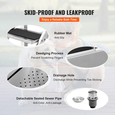 Σταθμός μπάνιου VEVOR 1.27M Pet Dog με σκάλες, Επαγγελματική μπανιέρα περιποίησης σκύλων από ανοξείδωτο χάλυβα με κουτί σαπουνιού, βρύση, πλούσιο αξεσουάρ, μπανιέρα σκύλου για μεγάλα, μεσαία, μικρά κατοικίδια, νεροχύτης για το σπίτι αριστερά