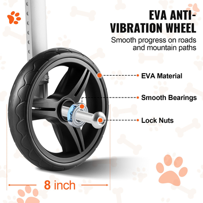 Αναπηρικό αμαξίδιο VEVOR 2 Wheels Pet για Πίσω Πόδια Σκύλος Αναπηρικό καροτσάκι/Ρυθμιζόμενο καρότσι (M)