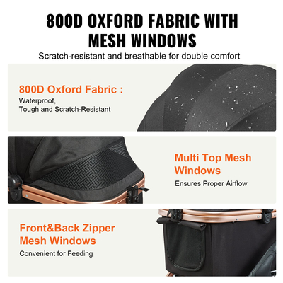 Καρότσι κατοικίδιων VEVOR, καρότσι σκύλου με 4 τροχούς περιστρεφόμενο με φρένα, χωρητικότητα βάρους 66 λίβρες, καροτσάκι κουταβιού με αποσπώμενη θήκη, καλάθι αποθήκευσης και μαξιλαράκι για κατοικίδια, για σκύλους μικρού έως μεσαίου μεγέθους, μαύρο