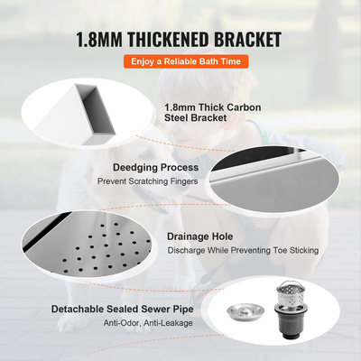 VEVOR 1.27M Dog Cat Grooming Μπανιέρα Μπανιέρα Πλυντήριο Ηλεκτρική Ρύθμιση ύψους