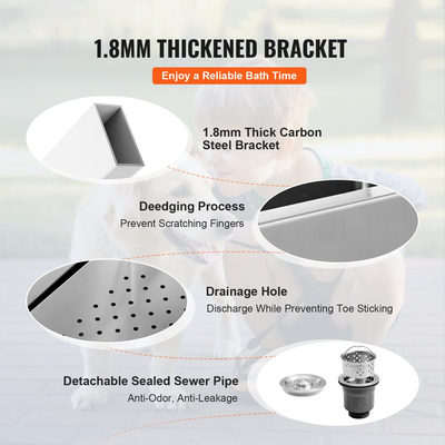 VEVOR 1.27M Dog Cat Grooming Μπανιέρα Μπανιέρα Πλυντήριο Ηλεκτρική Ρύθμιση ύψους