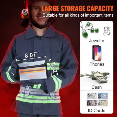 VEVOR Fireproof Document Bag, 2 τμχ 8&quot;x5&quot; Fireproof Money Bag 2000℉, πυρίμαχη και αδιάβροχη τσάντα με φερμουάρ και ανακλαστική ταινία, για χρήματα, έγγραφα, κοσμήματα και διαβατήριο