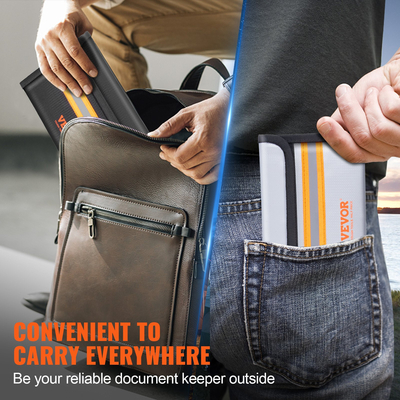 VEVOR Fireproof Document Bag, 2 τμχ 8&quot;x5&quot; Fireproof Money Bag 2000℉, πυρίμαχη και αδιάβροχη τσάντα με φερμουάρ και ανακλαστική ταινία, για χρήματα, έγγραφα, κοσμήματα και διαβατήριο
