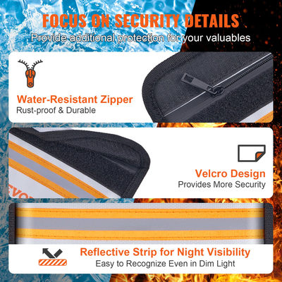 VEVOR Fireproof Document Bag, 2 τμχ 8&quot;x5&quot; Fireproof Money Bag 2000℉, πυρίμαχη και αδιάβροχη τσάντα με φερμουάρ και ανακλαστική ταινία, για χρήματα, έγγραφα, κοσμήματα και διαβατήριο