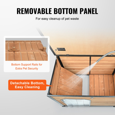 VEVOR Outdoor Dog House, Αδιάβροχο Μονωμένο Σπίτι σκύλων με Υπερυψωμένο Δάπεδο, Anti-Bite Wood Dog House Εξωτερικός σιδερένιος σκελετός, Ανοιχτή οροφή, για μεσαίους έως μεγάλους σκύλους