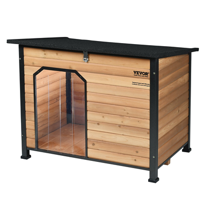 VEVOR Outdoor Dog House, Αδιάβροχο Μονωμένο Σπίτι σκύλων με Υπερυψωμένο Δάπεδο, Anti-Bite Wood Dog House Εξωτερικός σιδερένιος σκελετός, Ανοιχτή οροφή, για μεσαίους έως μεγάλους σκύλους