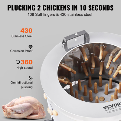VEVOR Chicken Plucker Machine Feather Plucker Τύμπανο από ανοξείδωτο χάλυβα κινητήρας 280rpm