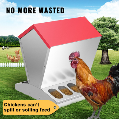 VEVOR Galvanized Poultry Feeder 25lbs Χωρητικότητα Chicken Feeder No Waste 22lbs Chicken Feeder with Kap 11,75x11,75x15,75in Chicken Feeder and Water for 10 Chickens Automatic Poultry Feeder Outdoor