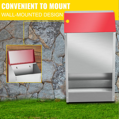 Γαλβανισμένος τροφοδότης πουλερικών VEVOR Χωράει 30 κιλά τροφοδοσίας κοτόπουλου χωρίς απορρίμματα 13,8x8,3x17,7 ιντσών Κρεμαστή τροφοδοσία κοτόπουλου με καπάκι Ανθεκτική στις καιρικές συνθήκες Διανομέας φαγητού εξωτερικού κοτέτσι για πάπια