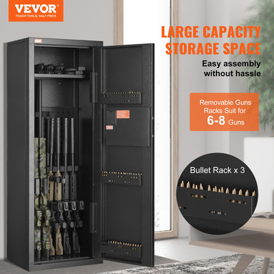 VEVOR 6-8 Rifles Gun Safe Rifle Θυρίδα ασφαλείας με κλειδαριά &amp; ψηφιακό πληκτρολόγιο αφαιρούμενο ράφι