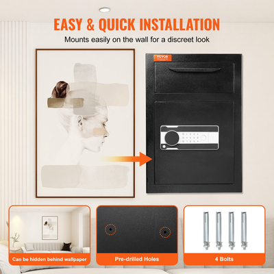 VEVOR 2.5 C Depository Χρηματοκιβώτιο κατάθεσης με κωδικούς πρόσβασης και κλειδιά Drop Slot