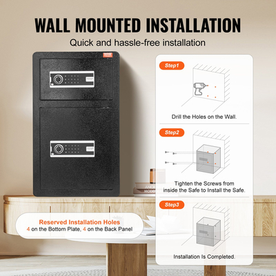 VEVOR Διπλή Πόρτα 4,5 cu.ft Χρηματοκιβώτιο με κλειδαριά Κωδικός πρόσβασης πυρίμαχη τσάντα μαύρη