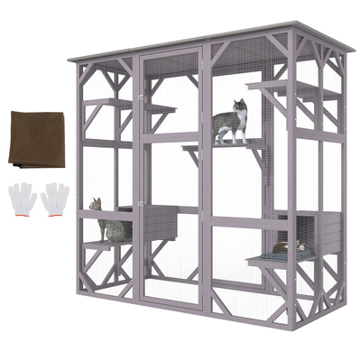 VEVOR Cat House Outdoor, 7 επιπέδων Large Catio, περίβλημα για γάτες με 5 πλατφόρμες, 2 κουτιά ανάπαυσης &amp; μεγάλη μπροστινή πόρτα, 71,2 x 34,6 x 66,5 ίντσες