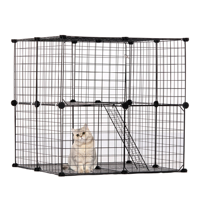 VEVOR Μεγάλο Κλουβί Γάτας 2 επιπέδων 28 x 28 x 28&quot; Μεταλλικό συρμάτινο παρκοκρέβατο με σκάλα