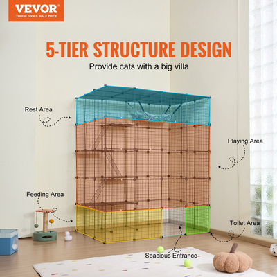 VEVOR Μεγάλο κλουβί για γάτες 4 επιπέδων 54 x 41 x 69&quot; Μεταλλικό περίβλημα γάτας με αιώρα