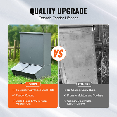 VEVOR Hog Feeder 3.7 Bushel Metal Double Door Pig Feeder που ταΐζει έως και 8 γουρούνια