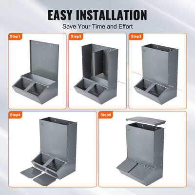 VEVOR Hog Feeder 3.7 Bushel Metal Double Door Pig Feeder που ταΐζει έως και 8 γουρούνια