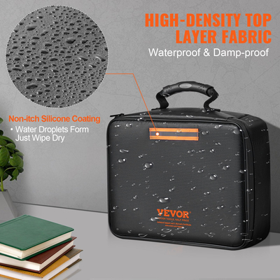 VEVOR Fireproof Document Box, Fireproof Document Bag with Lock 2000℉, 3-layer Fireproof and Waterproof File Box 14,17x10,63x4,13 ιντσών με φερμουάρ, για χρήματα, έγγραφα, κοσμήματα και διαβατήριο
