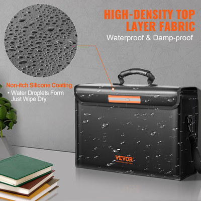 VEVOR Πυρίμαχη θήκη εγγράφων, πυρίμαχη τσάντα εγγράφων με κλειδαριά 2000℉, πτυσσόμενη πυρίμαχη και αδιάβροχη θήκη 3 στρωμάτων 15,35x12,4x13,98 ιντσών με φερμουάρ, για χρήματα, έγγραφα, κοσμήματα και διαβατήριο