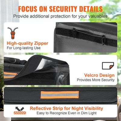 VEVOR Πυρίμαχη θήκη εγγράφων, πυρίμαχη τσάντα εγγράφων με κλειδαριά 2000℉, πτυσσόμενη πυρίμαχη και αδιάβροχη θήκη 3 στρωμάτων 15,35x12,4x13,98 ιντσών με φερμουάρ, για χρήματα, έγγραφα, κοσμήματα και διαβατήριο