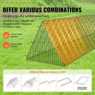 VEVOR Chicken Tunnels, 118,1 x 28 x 24,2 ιντσών (ΜxΠxΥ) Σήραγγες κοτόπουλου για αυλή, φορητές σήραγγες κοτόπουλου για εξωτερική εύκολη εγκατάσταση, κοτέτσι, κατάλληλο για κοτόπουλα, πάπιες, κουνέλια