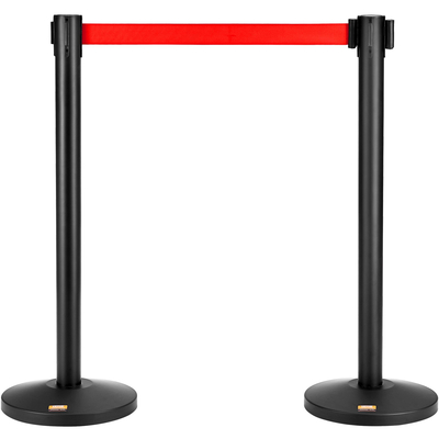 Βάλοι VEVOR Crowd Control Stand, 2-pack Crowd Control Barriers, Carbon Steel Baking Stanchion Queue Post με κόκκινη ανασυρόμενη ζώνη 11FT, διαχωριστικό γραμμής φραγμών ζώνης για έκθεση, αεροδρόμιο