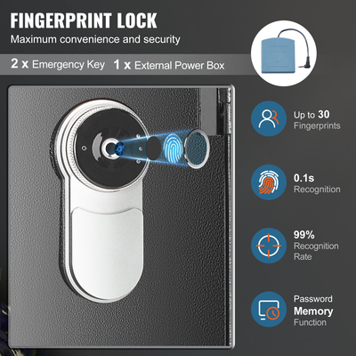 Θυρίδα ασφαλείας όπλου VEVOR 5 Rifles, Θυρίδα ασφαλείας με κλειδαριά δακτυλικών αποτυπωμάτων, ντουλάπι αποθήκευσης όπλων γρήγορης πρόσβασης με αφαιρούμενο ράφι, θήκη πιστολιού, ντουλάπι τυφεκίου για οικιακό μακρύ πιστόλι και πιστόλια