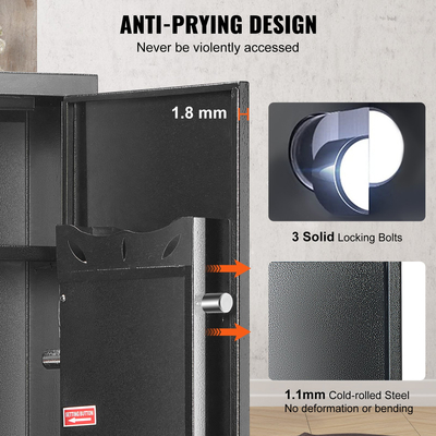 Θυρίδα ασφαλείας όπλου VEVOR 5 Rifles, Θυρίδα ασφαλείας με κλειδαριά δακτυλικών αποτυπωμάτων, ντουλάπι αποθήκευσης όπλων γρήγορης πρόσβασης με αφαιρούμενο ράφι, θήκη πιστολιού, ντουλάπι τυφεκίου για οικιακό μακρύ πιστόλι και πιστόλια