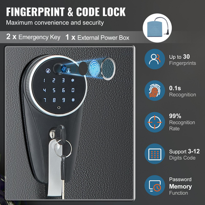 VEVOR 6 Rifles Gun Safe, Rifle Safe με δακτυλικό αποτύπωμα &amp; κλειδαριά ψηφιακού πληκτρολογίου, ντουλάπι αποθήκευσης όπλων με ενσωματωμένο ντουλάπι αποθήκευσης και αφαιρούμενο ράφι αποθήκευσης για πιστόλια &amp; Home Long Gun