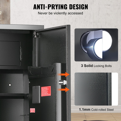 VEVOR 6 Rifles Gun Safe, Rifle Safe με δακτυλικό αποτύπωμα &amp; κλειδαριά ψηφιακού πληκτρολογίου, ντουλάπι αποθήκευσης όπλων με ενσωματωμένο ντουλάπι αποθήκευσης και αφαιρούμενο ράφι αποθήκευσης για πιστόλια &amp; Home Long Gun