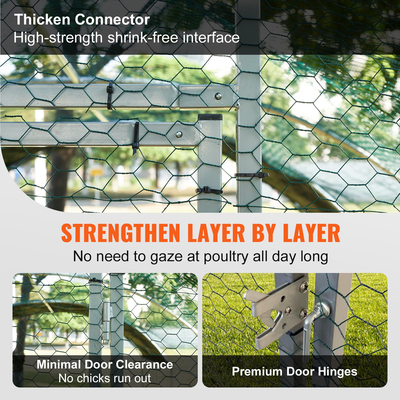 VEVOR Μεγάλο μεταλλικό κοτέτσι με τρέξιμο, Walkin κοτέτσι για αυλή με αδιάβροχο κάλυμμα, 6,6 x 9,8 x 6,6 πόδια, μεγάλο κλουβί πουλερικών με θολωτή οροφή για κοτέτσι, κοτέτσι για πάπια και κουνέλι, ασημί